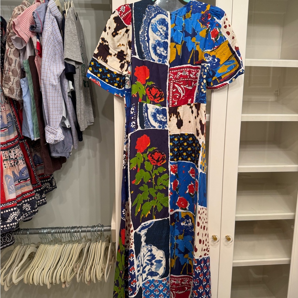 NWT HUNTER BELL Blue Multicolor Patchwork Maxi Dr… - image 5